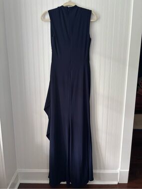 Sleeveless Navy Formal Evening Gown